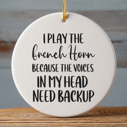 French Horn Ornament, Ceramic Musician Gift