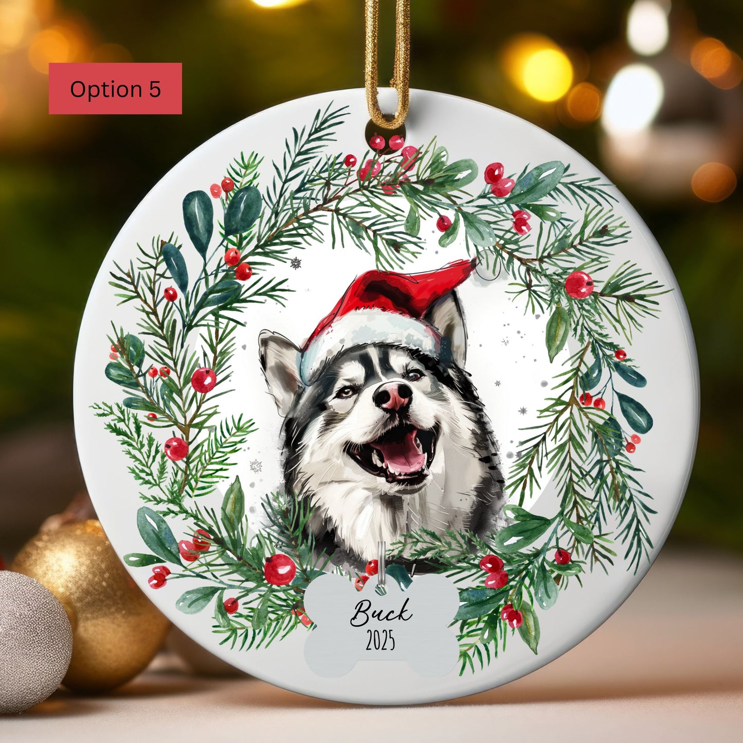 Personalized Siberian Husky Christmas Ornament