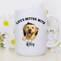 Load image into Gallery viewer, Personalized Yellow Lab Life’s Better With My Dog Mug
