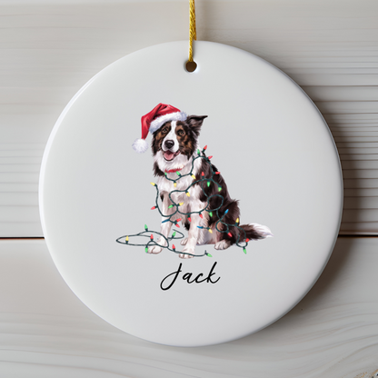 Personalized Border Collie Christmas Ornament, Festive Dog Lover Ceramic Keepsake