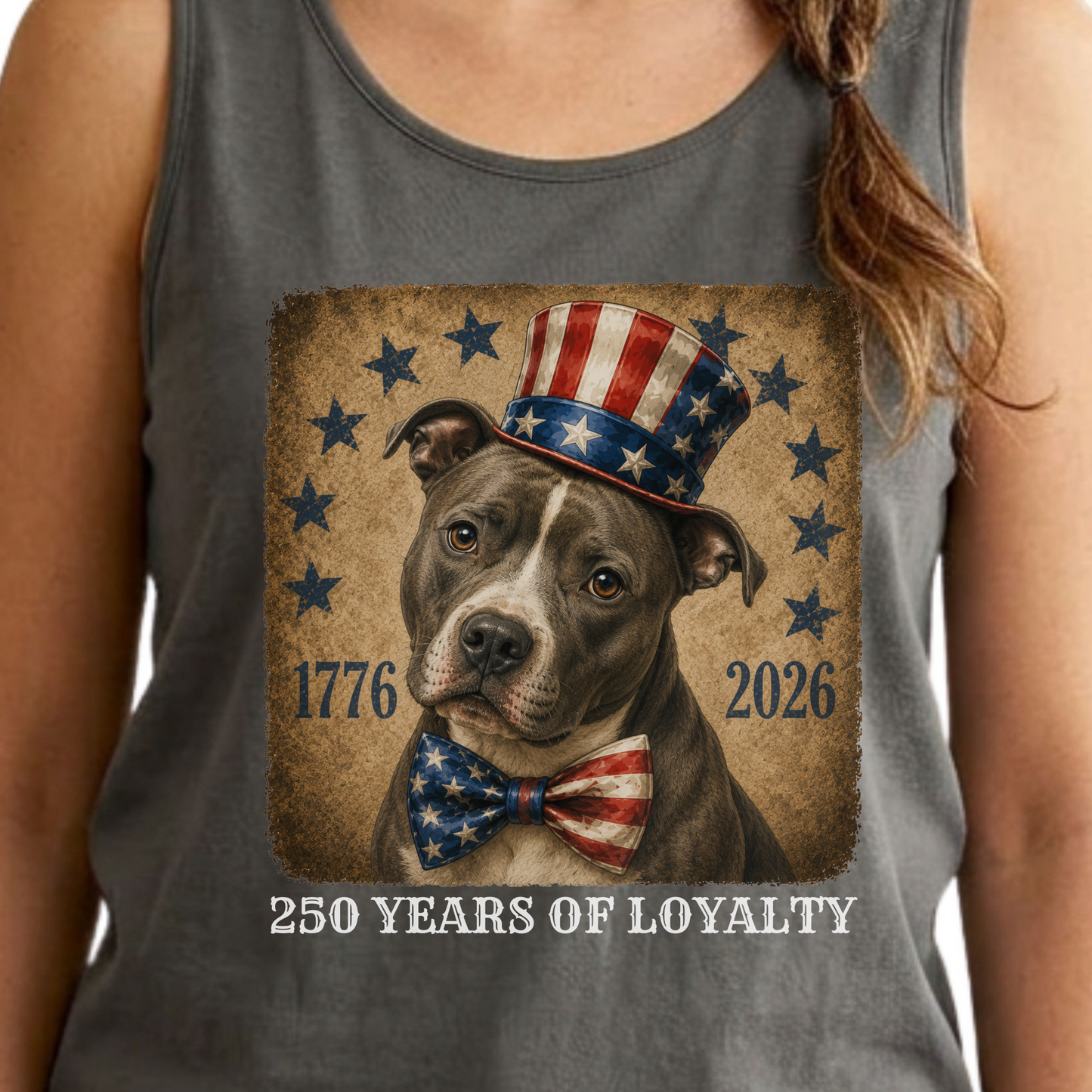 Pitbull Patriotic Tank Top, 250 Years of Loyalty