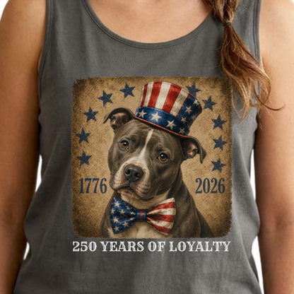 Pitbull Patriotic Tank Top, 250 Years of Loyalty