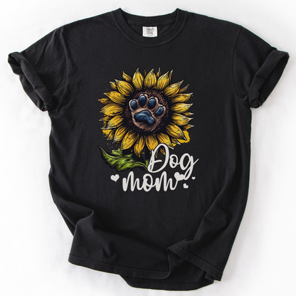 Dog Mom Sunflower Shirt, Paw Print Flower Tee, Cute Dog Lover Gift for Women