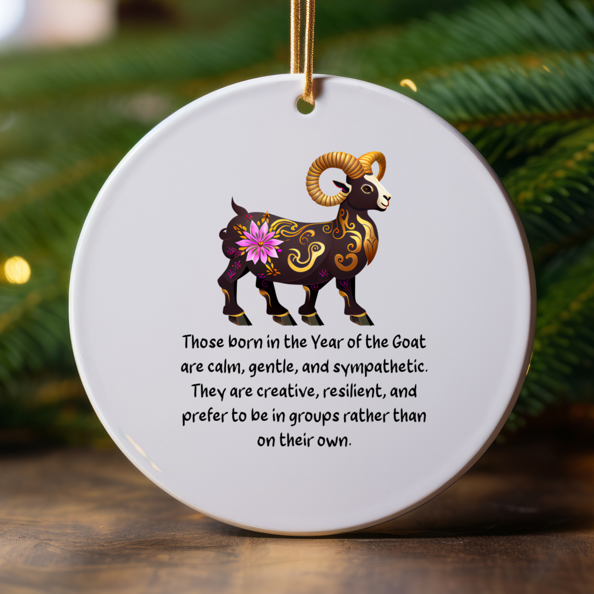 Chinese Zodiac Goat Ornament, Year of the Goat Horoscope Gift for Lunar New Year