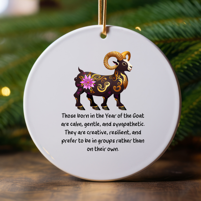 Chinese Zodiac Goat Ornament, Year of the Goat Horoscope Gift for Lunar New Year