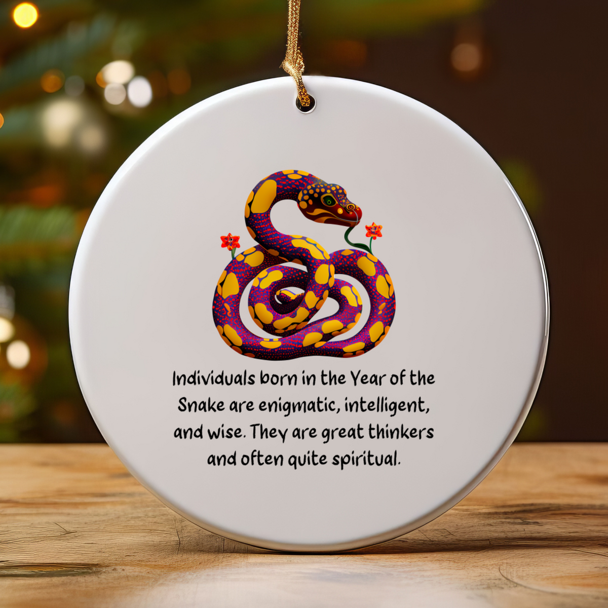 Chinese Zodiac Snake Ornament, Year of the Snake Horoscope Gift for Lunar New Year