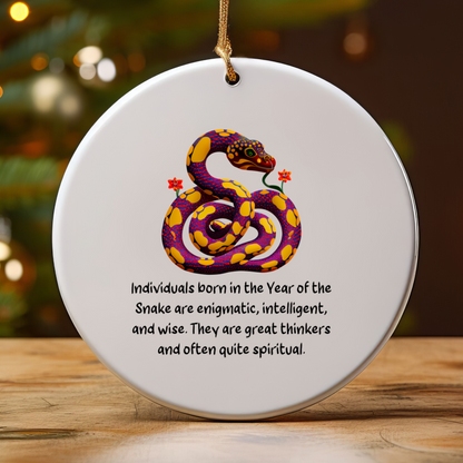 Chinese Zodiac Snake Ornament, Year of the Snake Horoscope Gift for Lunar New Year