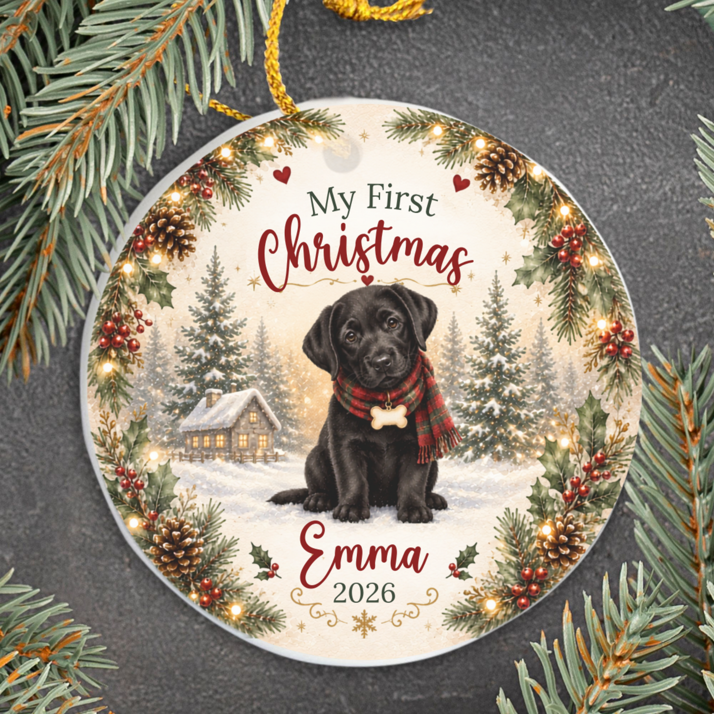 Personalized First Christmas Pet Ornament Custom Dog Memorial Photo Keepsake Gift
