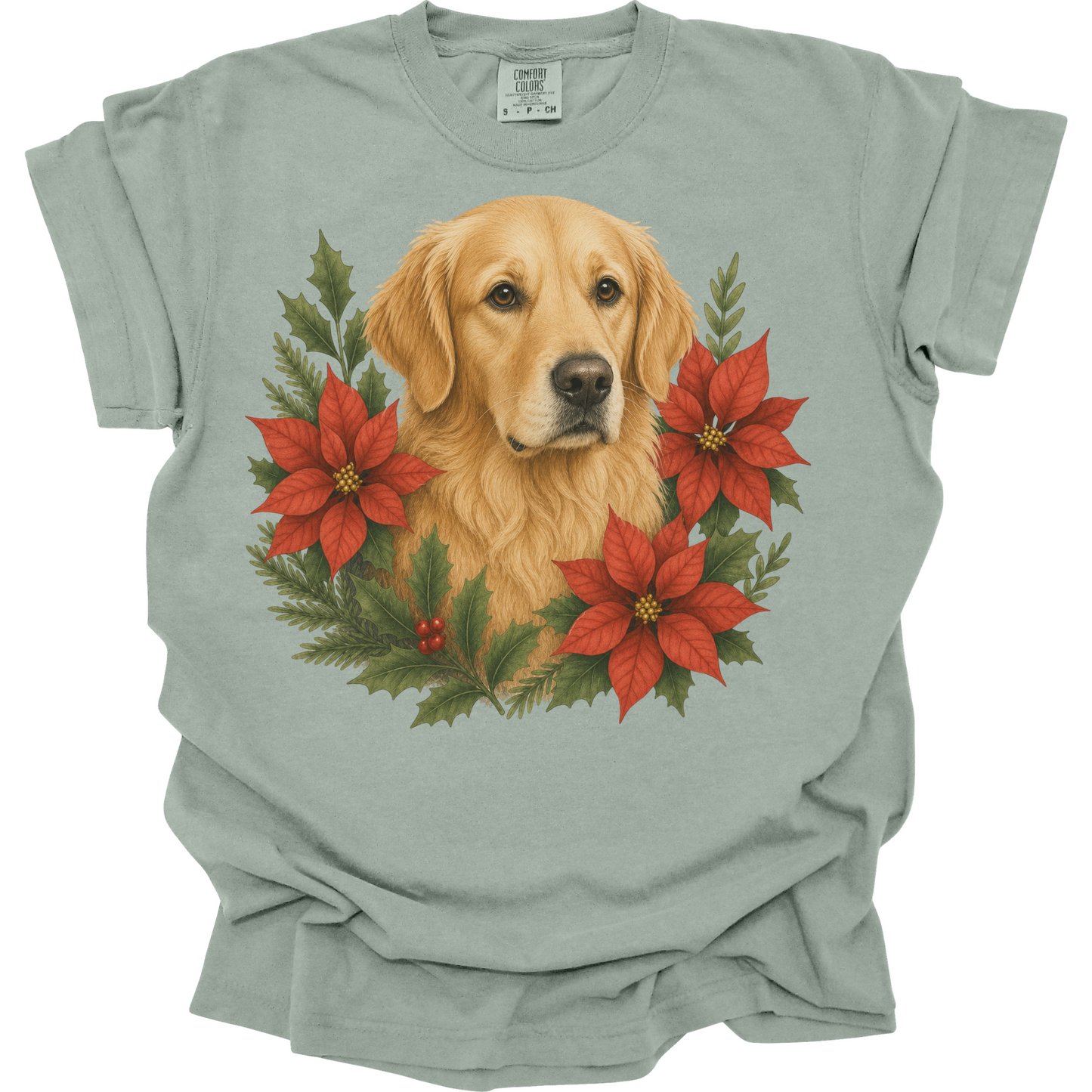 Golden Retriever Christmas Shirt, Poinsettia Dog Mom Holiday Tee