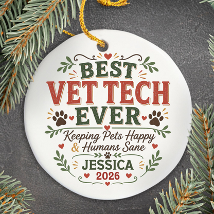 Personalized Vet Tech Ornament, Veterinary Technician Gift, Vet Tech Christmas Gift, Custom Name Ornament