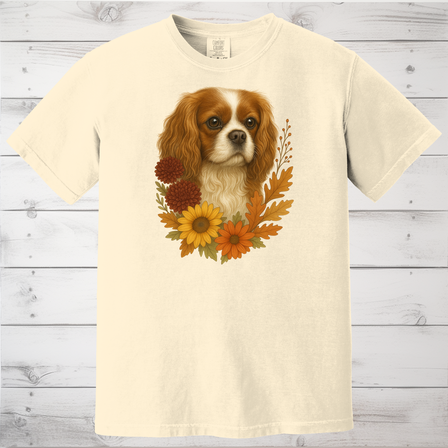 Cavalier King Charles Spaniel Sweatshirt – Blenheim, Ruby or Tri-Color Dog Lover Gift, Cute Fall Floral Crewneck for Pet Owners