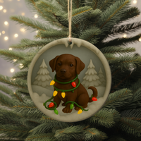 Load image into Gallery viewer, Chocolate Lab Christmas Ornament, Personalized
