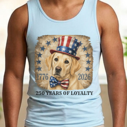 Yellow Lab Patriotic Tank Top, 250 Years of Loyalty