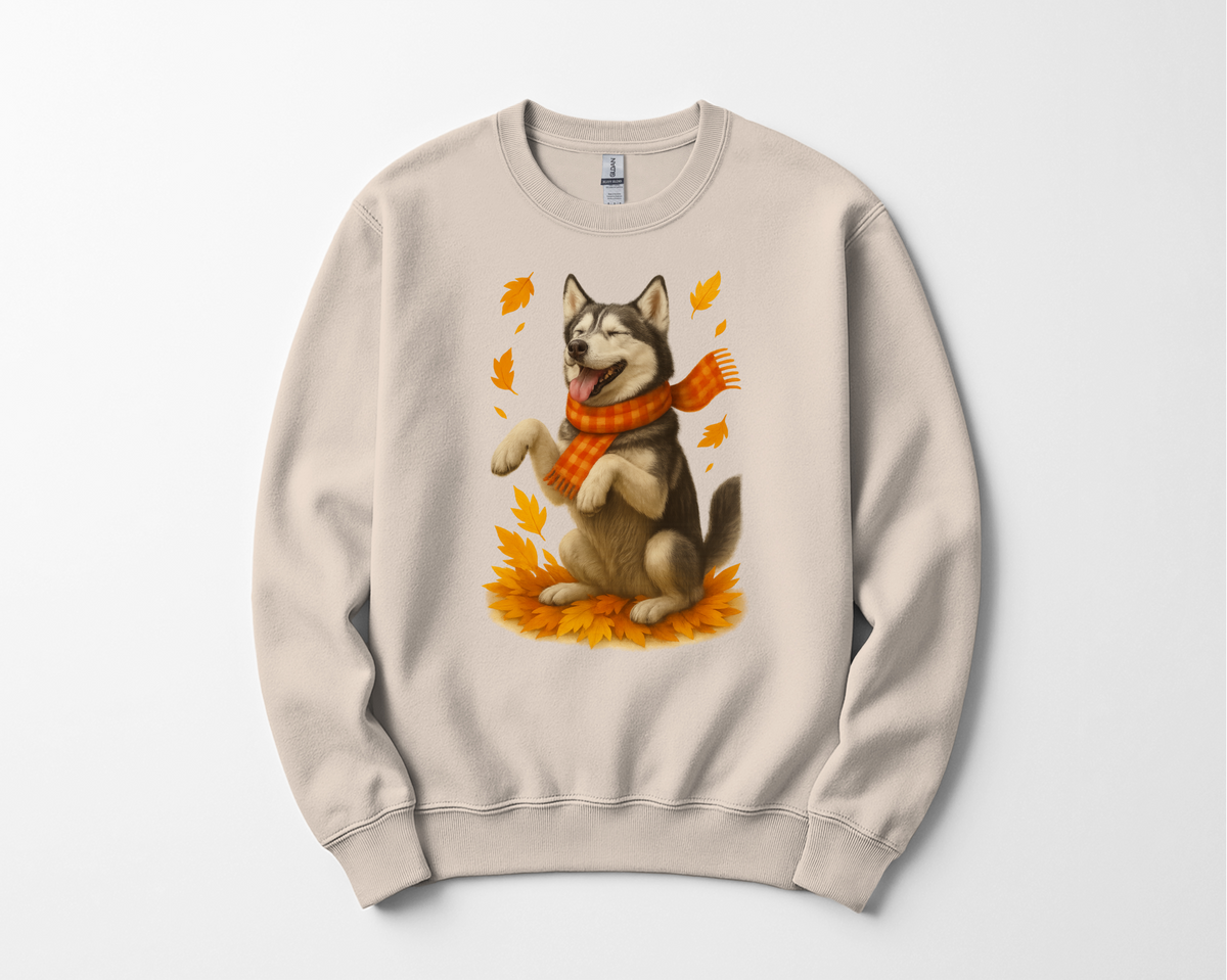 Siberian Husky Autumn Sweatshirt, Cozy Fall Dog Sweater, Husky Lover Apparel, Cute Autumn Dog Shirt, Gift for Pet Lovers