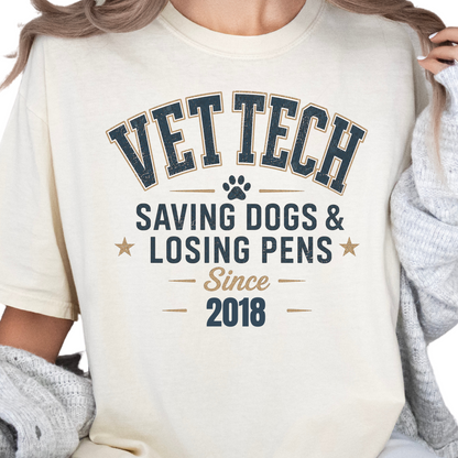 Funny Vet Tech Shirt Veterinary Technician Gift Vet Tech Tee Saving Dogs Losing Pens