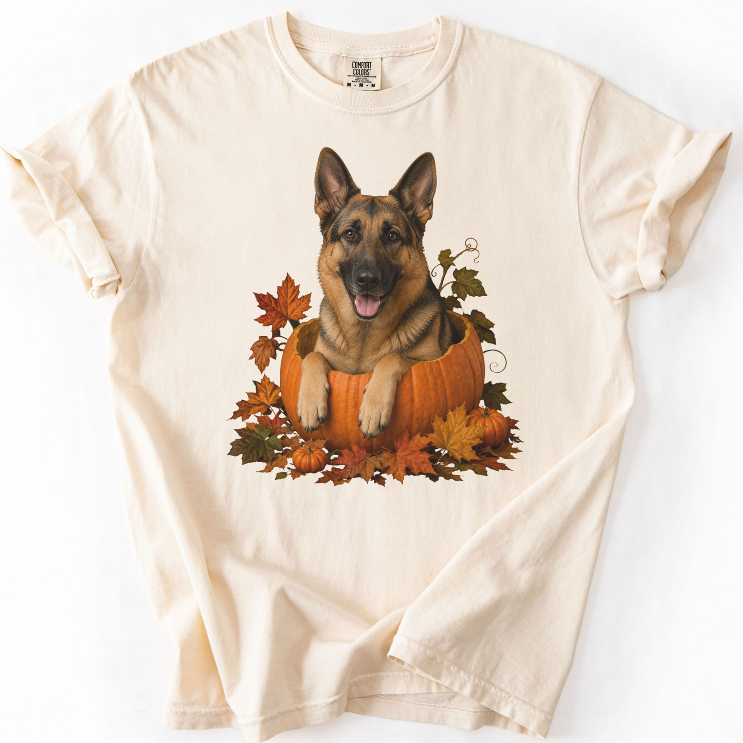 German Shepherd Pumpkin Shirt Fall Dog Lover Autumn Comfort Colors Graphic Tee Gift Apparel