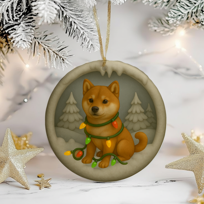 Personalized Red Shiba Inu Christmas 3D Clay-Style Dog Keepsake