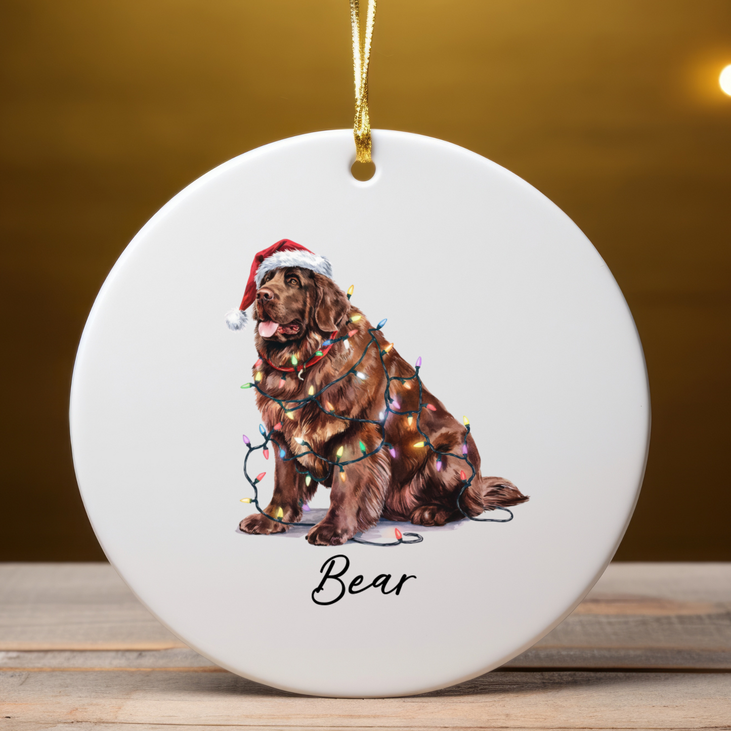 Brown Newfoundland Ornament, Custom Dog Keepsake
