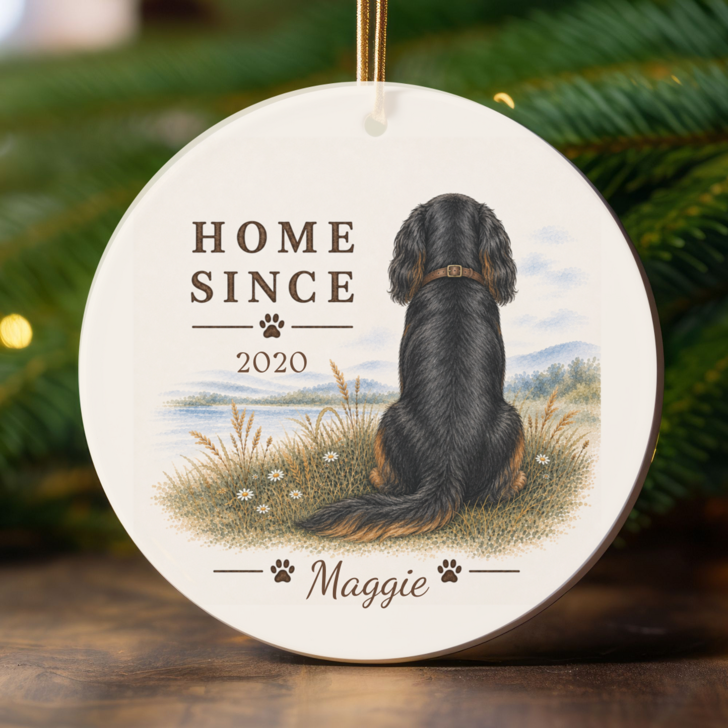 Personalized Black and Tan Cavalier Ornament, Double Sided Gotcha Day Gift, Custom Dog Keepsake