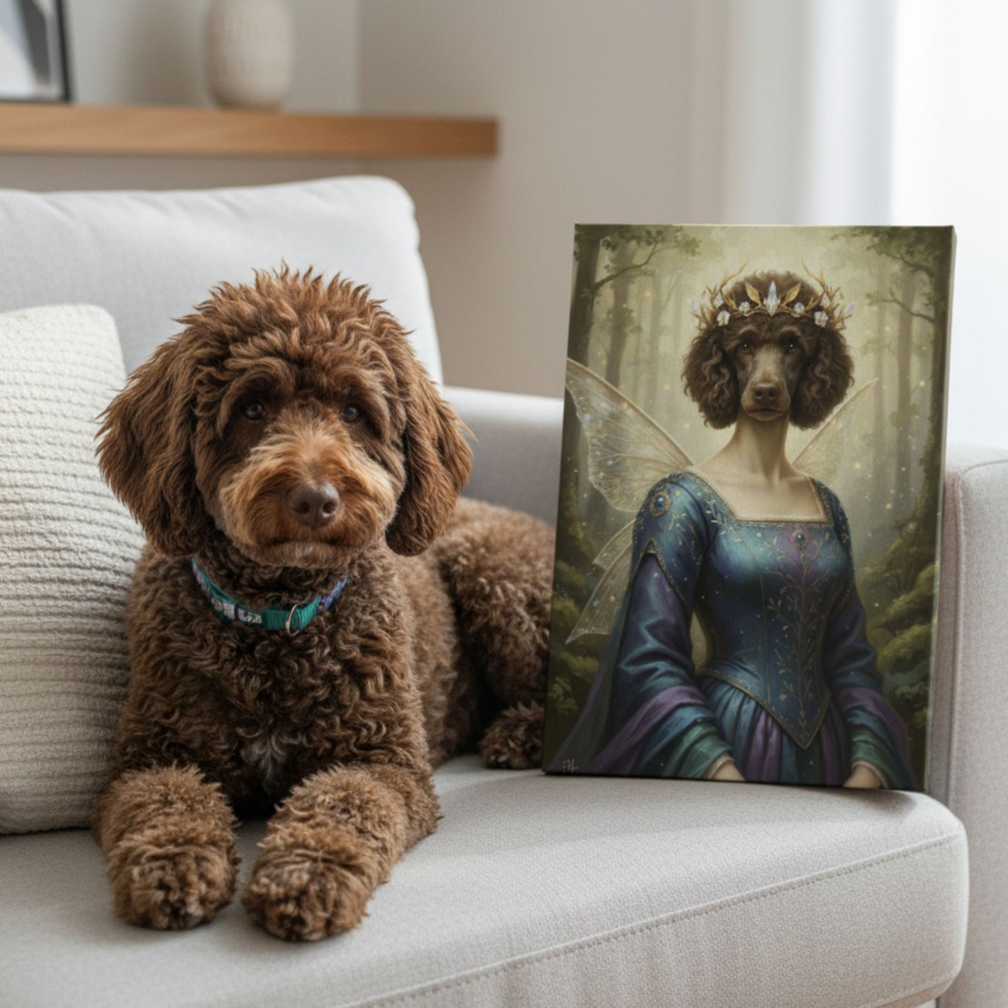 Personalized Dog Fairy Portrait, Custom Fantasy Pet Canvas Art