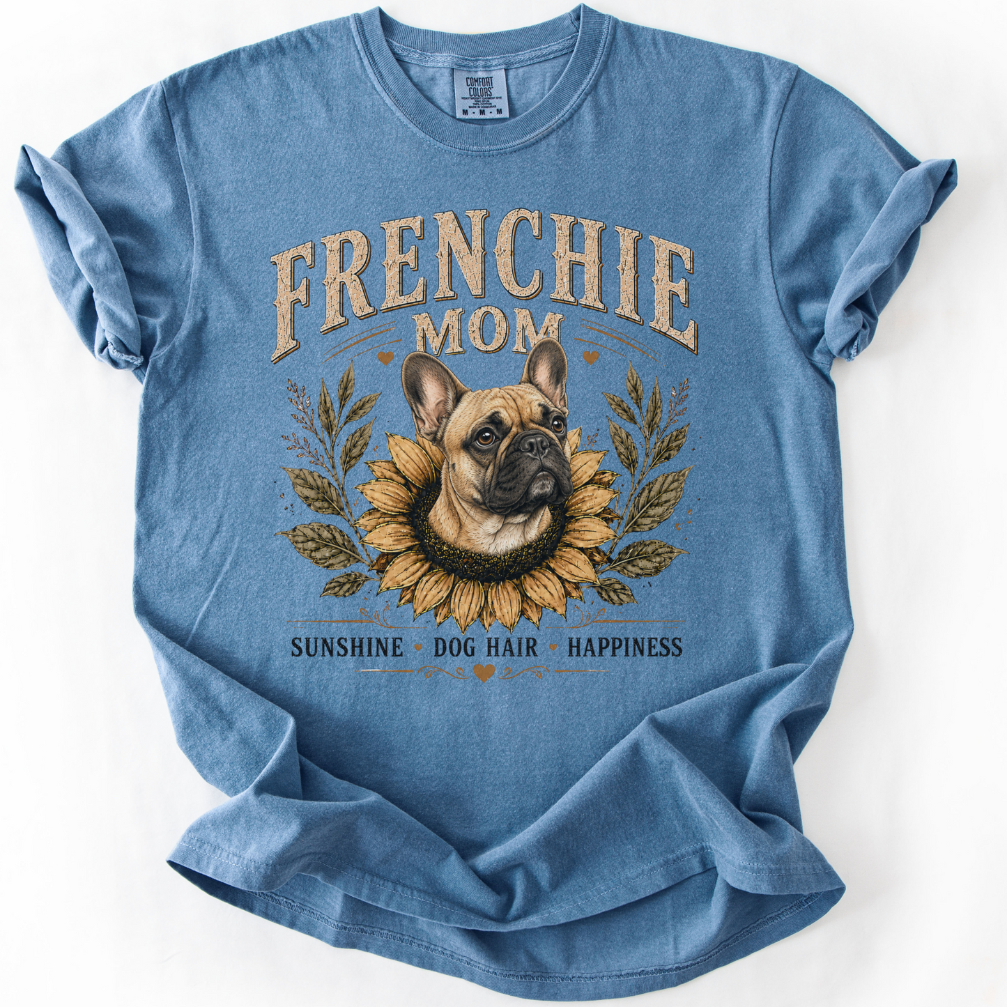 French Bulldog Mom Shirt, Frenchie Sunflower Tee, Vintage French Bulldog Lover Gift