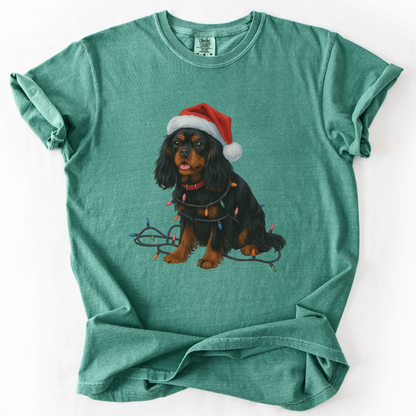 Black and Tan Cavalier King Charles Spaniel Christmas Lights Dog Shirt