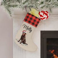 Load image into Gallery viewer, Personalized Chocolate Labrador Christmas Stocking,  Holiday Decor Gift for Pet Lovers
