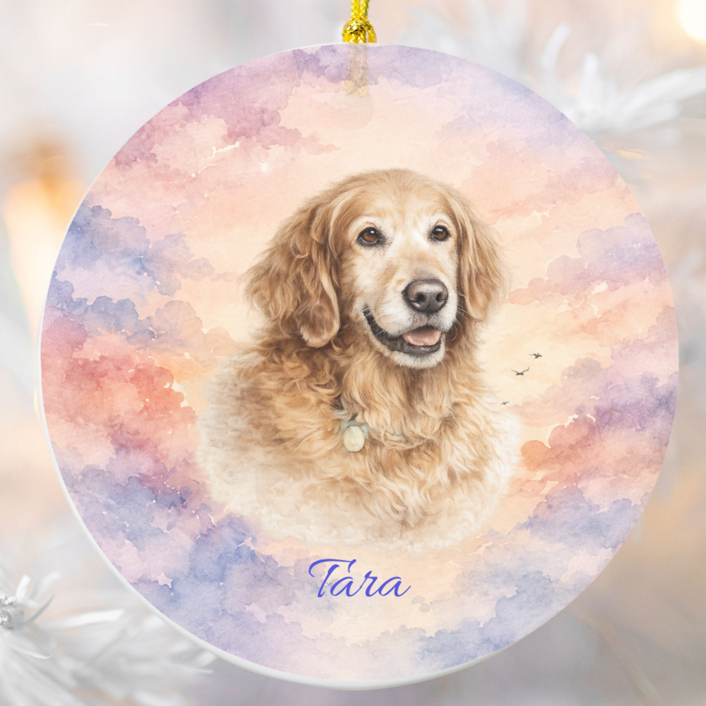 Personalized Pet Memorial Ornament, Custom Dog Photo Forever Loved Remembrance Keepsake