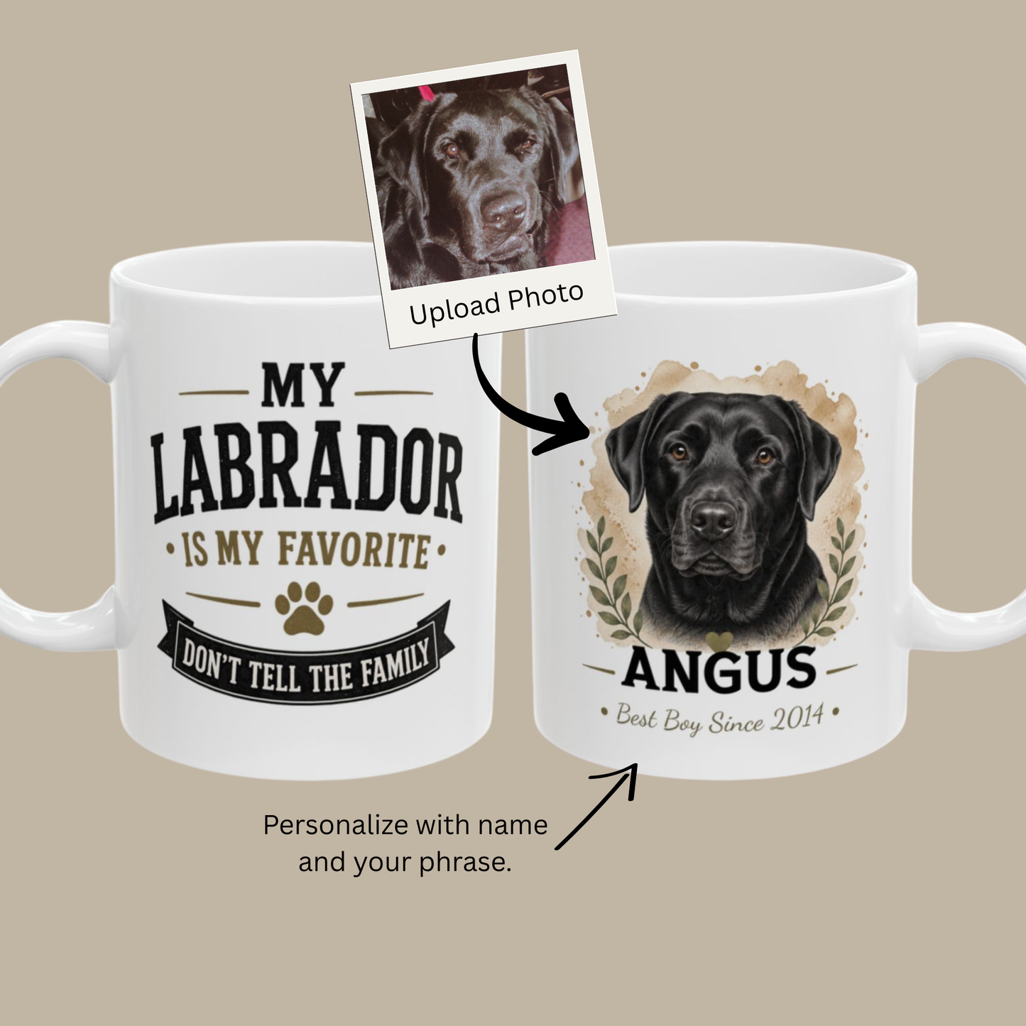 Personalized Labrador Mug, Custom Dog Portrait Mug, Lab Mom Gift, Dog Lover Gift