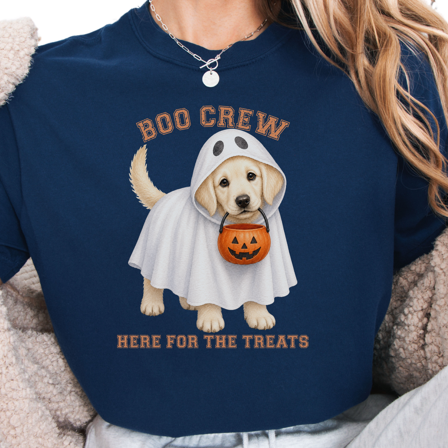 English Cream Golden Boo Crew Halloween Shirt, Here for the Treats Dog Mom Tee