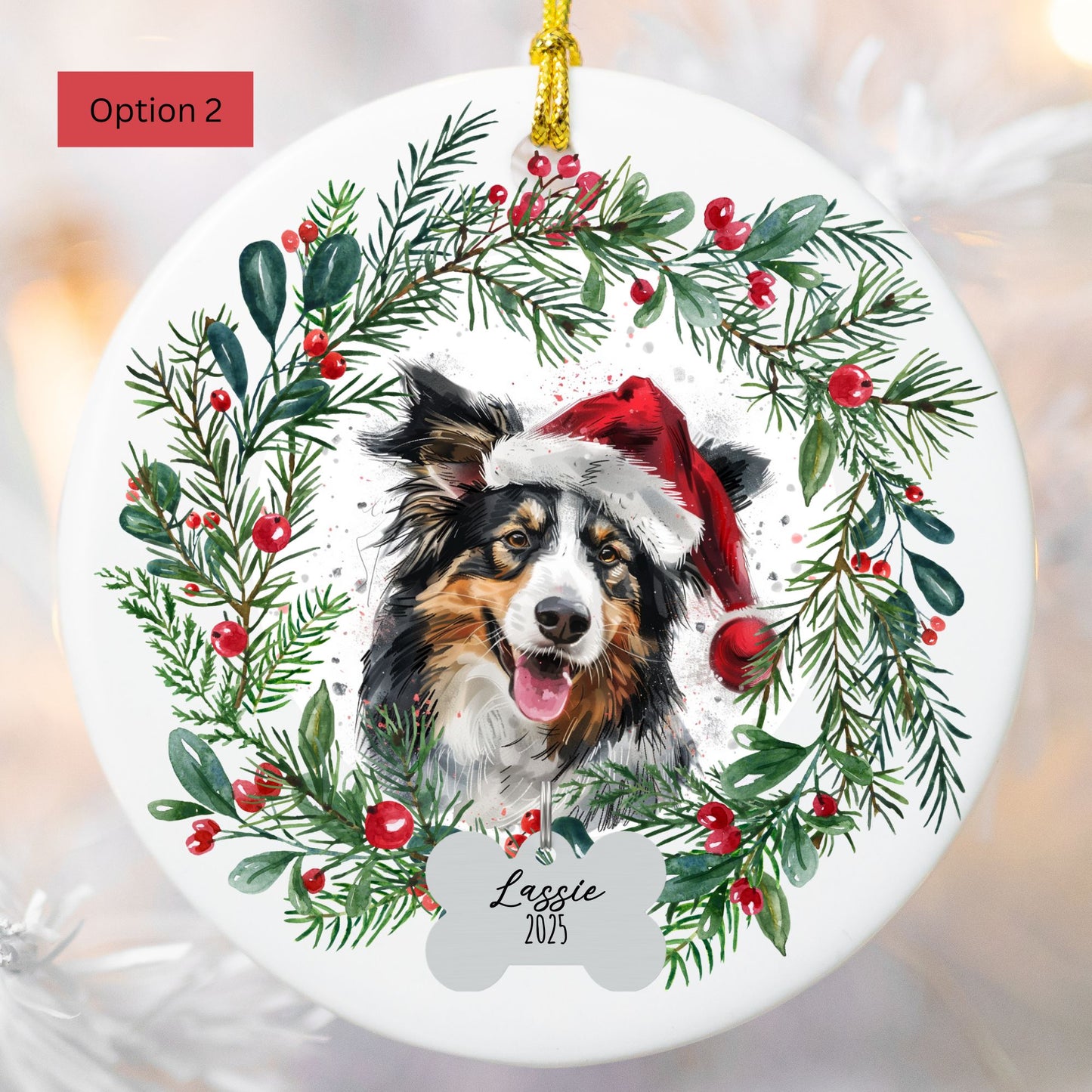 Personalized Collie Christmas Ornament
