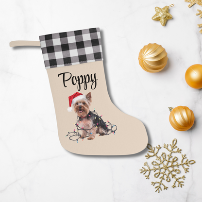 Personalized Yorkshire Terrier Christmas Stocking, Holiday Decor Gift for Yorkie Lovers