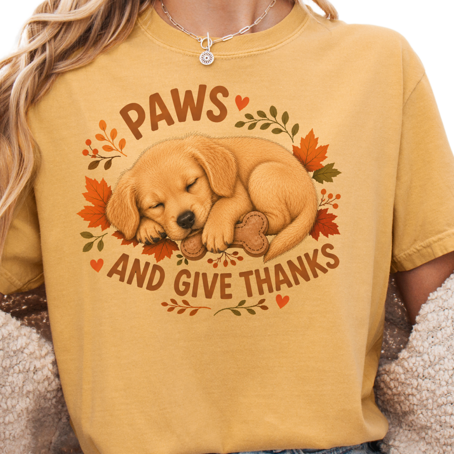 Golden Retriever Thanksgiving Shirt, Paws Give Thanks Tee, Fall Golden Retriever Lover Gift