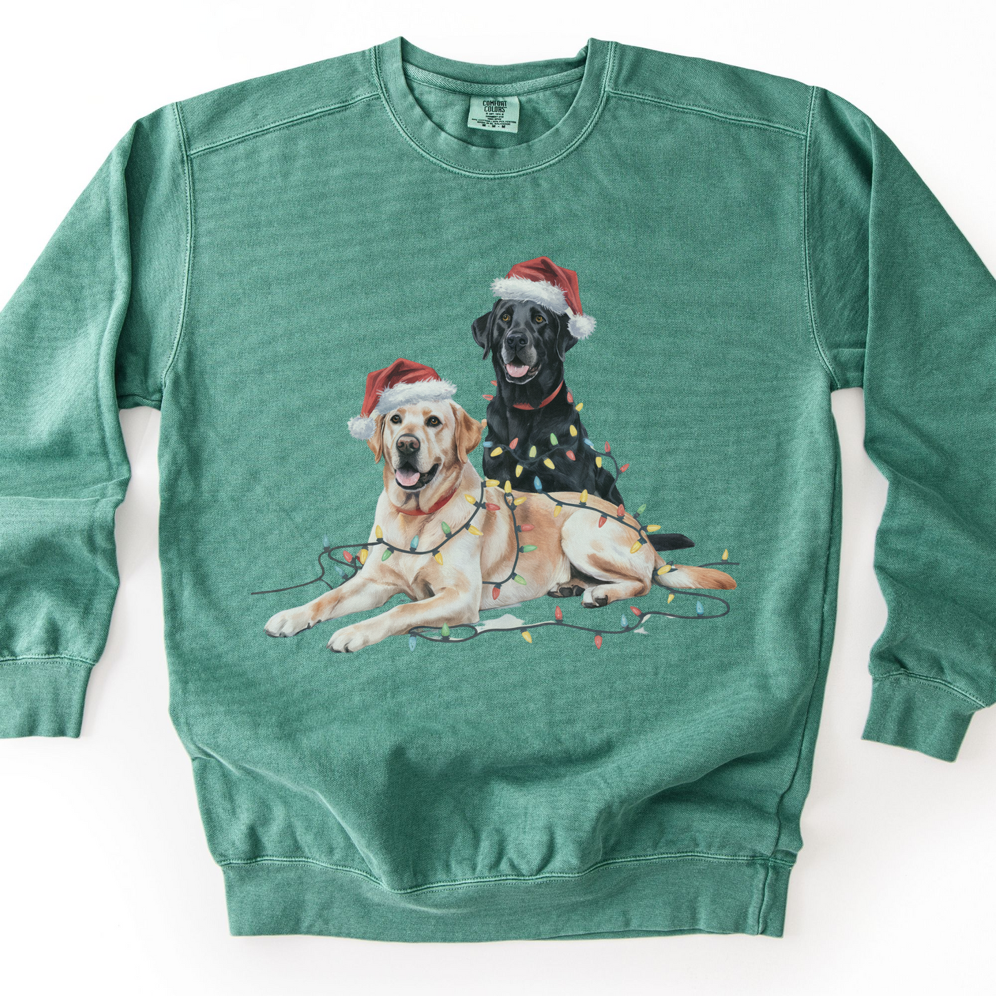 Black and Yellow Labradors Christmas Lights Sweatshirt