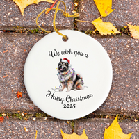 Load image into Gallery viewer, Christmas Keeshond Ornament, Christmas Lights Dog Keepsake
