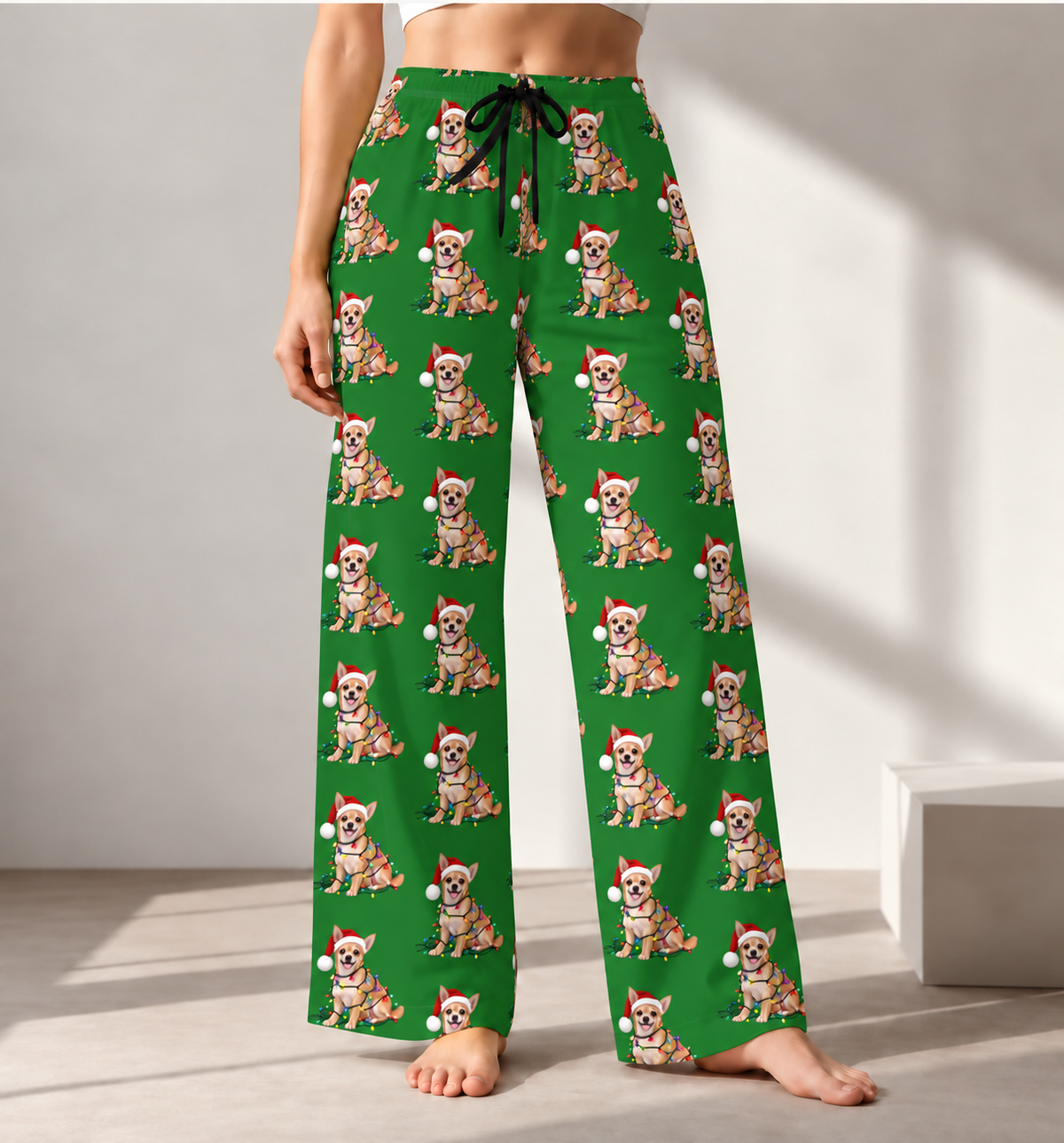 Tan Chihuahua Christmas Pajama Pants