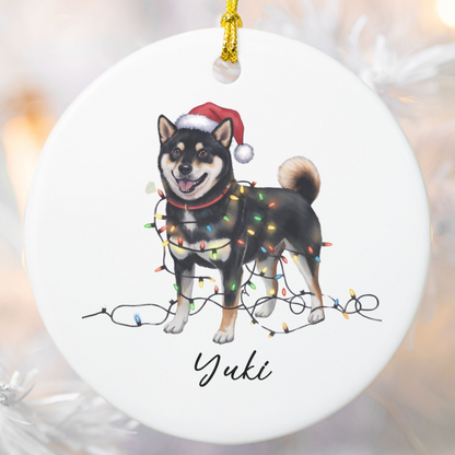 Personalized Black Shiba Inu Ornament, Custom Dog Lover Gift