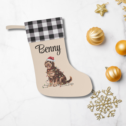 Personalized Portuguese Water Dog Christmas Stocking, Holiday Decor Gift for Pet Lovers