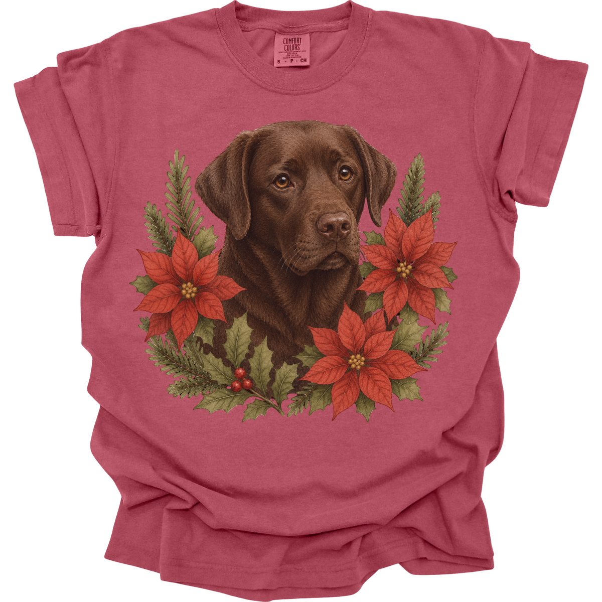 Chocolate Lab Poinsettia Christmas Shirt
