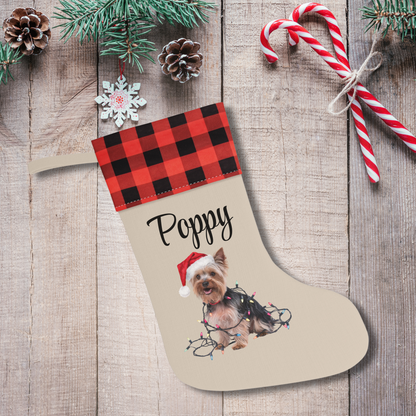 Personalized Yorkshire Terrier Christmas Stocking, Holiday Decor Gift for Yorkie Lovers