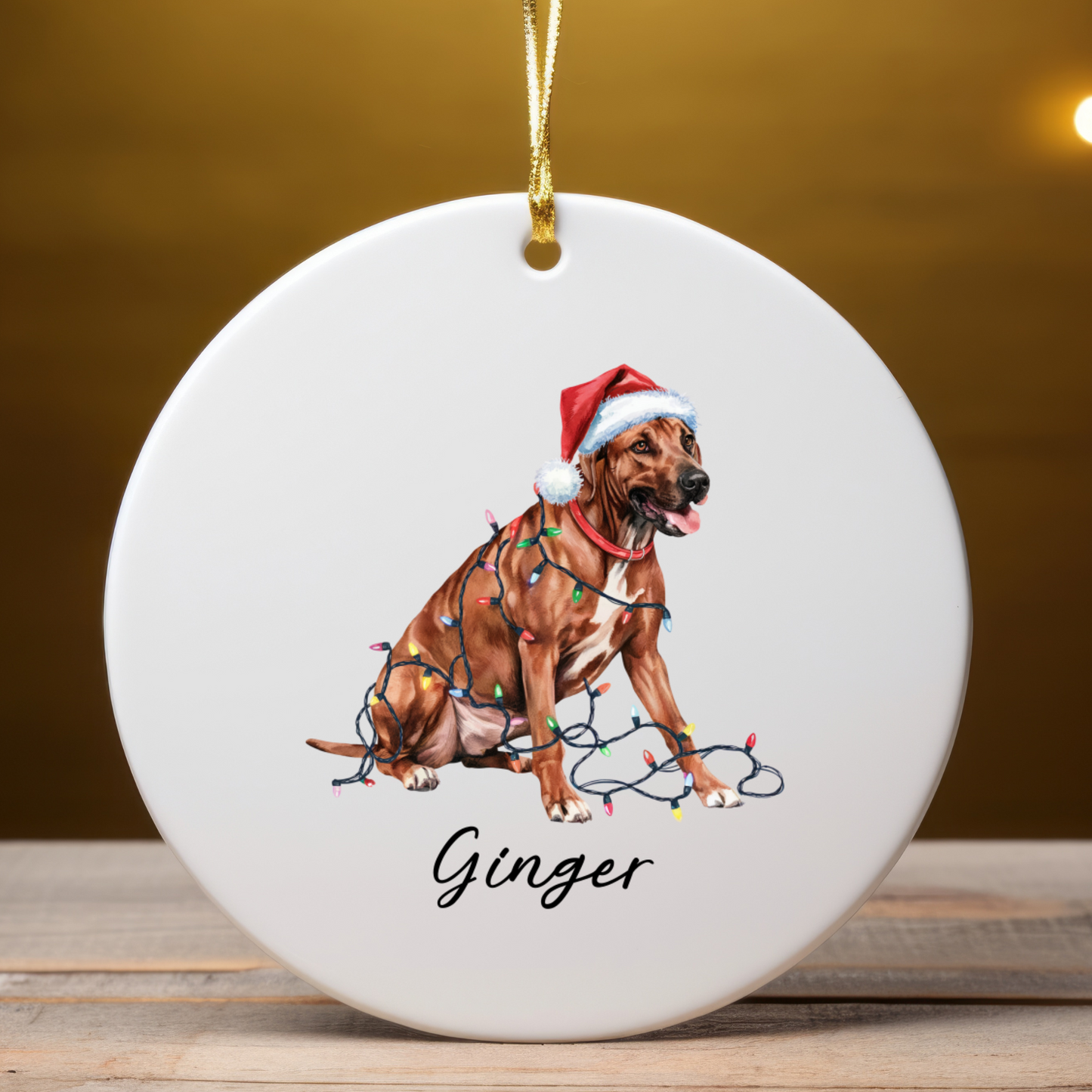 Rhodesian Ridgeback Ornament, Custom Dog Lover Holiday Gift