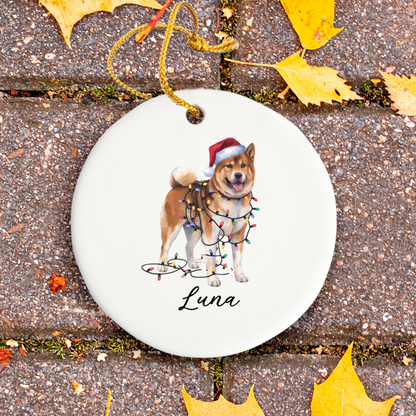 Personalized Akita Christmas Lights Ornament