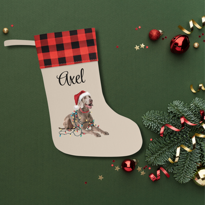Personalized Weimaraner Christmas Stocking, Holiday Decor Gift for Pet Lovers