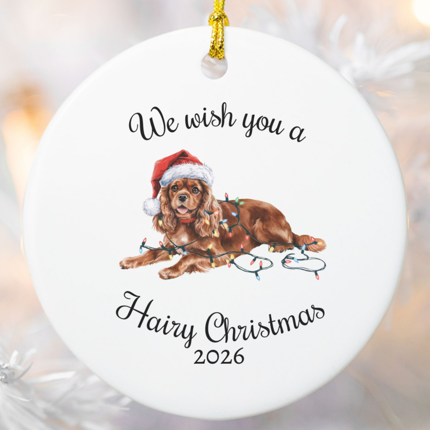 Ruby Cavalier King Charles Spaniel Ornament, Funny Dog Lover Gift, Pet Holiday