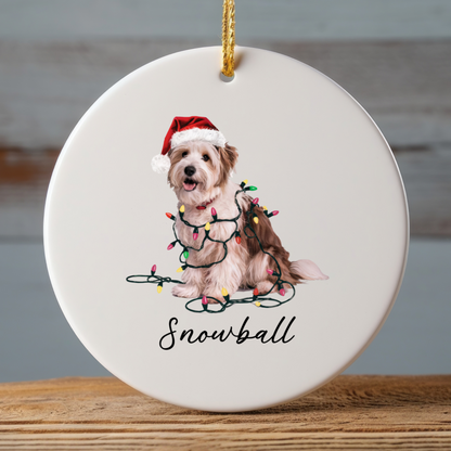Personalized Coton de Tulear Dog Ornament, Custom Pet Christmas Keepsake, Ceramic Tree Decor