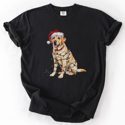 Christmas Yellow Labrador Shirt, Christmas Lights Dog Tee, Christmas Dog Tee, Lab Mom Tshirt, Gift for Dog Lover, Yellow Lab