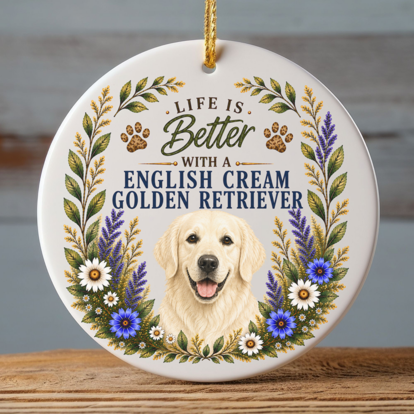 English Cream Golden Retriever Ornament, Dog Lover Gift, Golden Retriever Mom Keepsake