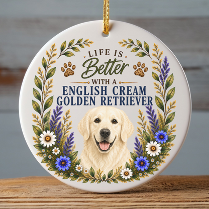 English Cream Golden Retriever Ornament, Dog Lover Gift, Golden Retriever Mom Keepsake