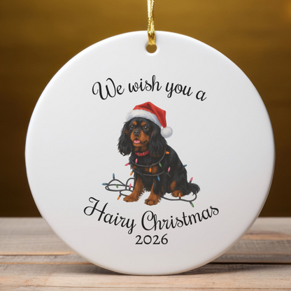Black and Tan Cavalier King Charles Spaniel Ornament, Funny Dog Lover Gift, Pet Holiday