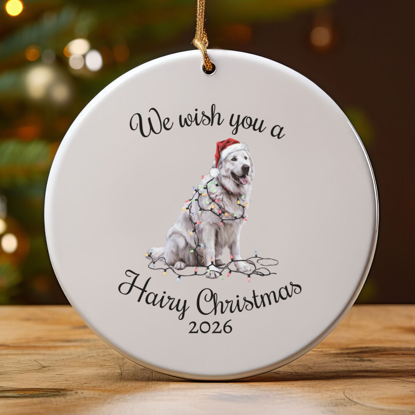 Christmas Great Pyrenees Ornament, Christmas Lights Dog Keepsake